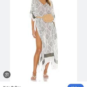 White and green cover up #beachcoverup